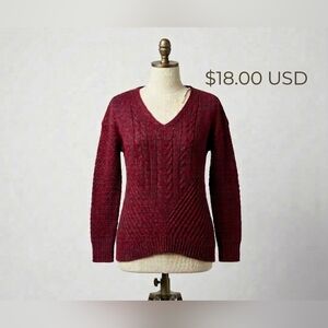 Womens True Craft Wine Red Long Sleeve Sweater Size S